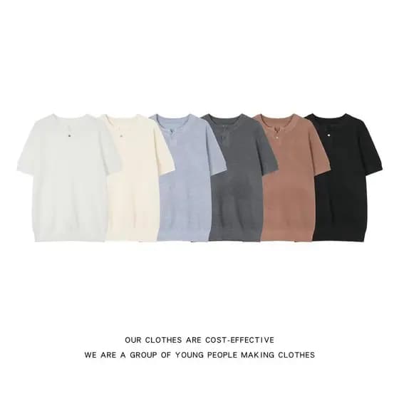 Camisa polo de manga curta estilo dinheiro antigo, camisa polo masculina de verão, fina, amigável à pele, negócios, Casu