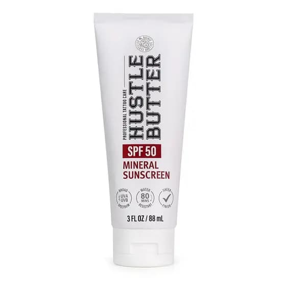 Hustle Butter Protetor Solar para Tatuagens - Loção Protetora Solar para Tatuagens - Previne o desbotamento, FPS 50, con