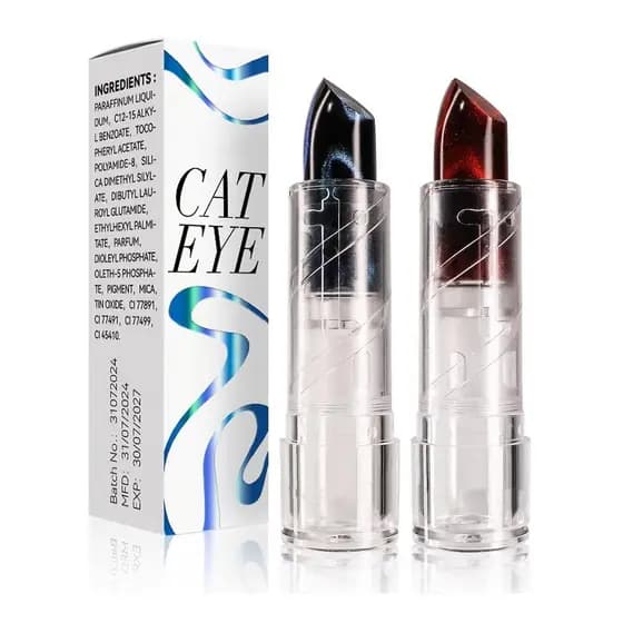 Batom que muda de cor, bálsamo para olhos e lábios que muda de cor, conjunto de 2 batons rosa com glitter, mudança de co