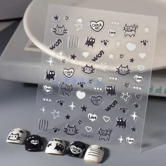 decoração de unha adesivo decoração de unha Novas linhas de adesivos de unhas transfronteiriças ins vento graffiti gato