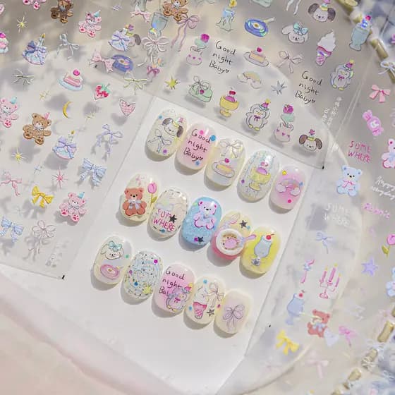 decoração de unha adesivo decoração de unha Novo adesivo de unha de unha em relevo concha de aurora graffiti bonitinho u