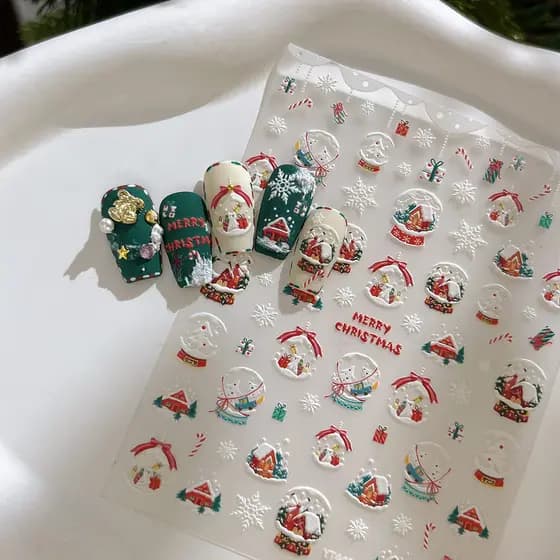 decoração de unha decoração de unha adesivo Bolas de Natal manicure adesivos boneco de neve bonito doce com adesivo de u