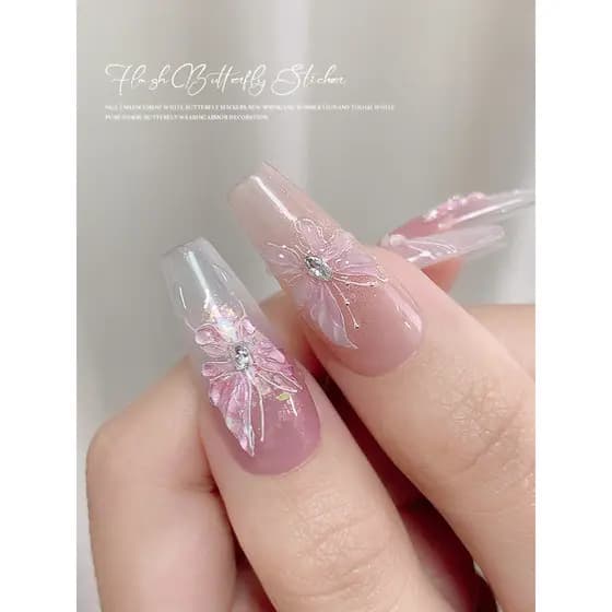 decoração de unha decoração de unha adesivo Adesivos de unhas de sonho de diamante de cristal em relevo de concha de out