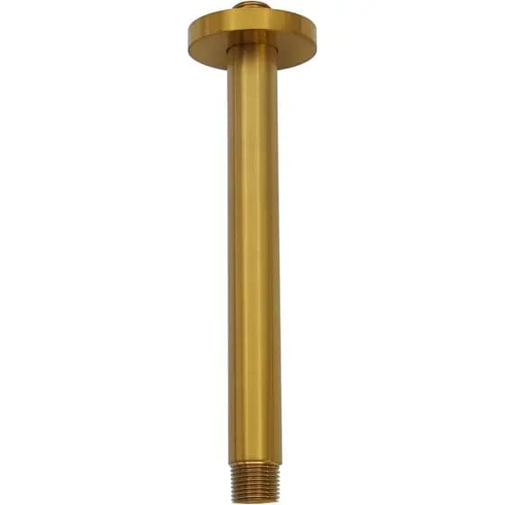 Braço de Chuveiro com Flange de Anel O, 8 polegadas, Latão Maciço, Redondo, Roscas Cônicas 1/2 NPT Soldadas em Ambos os