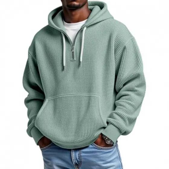 Moletom com capuz masculino verde com estampa 3D moletom masculino com capuz duplo e zíper Waffle