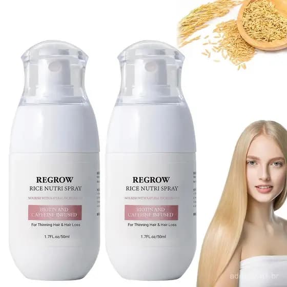 Pacote com 2 sprays nutritivos para crescimento capilar à base de arroz, spray para crescimento capilar com água de arro
