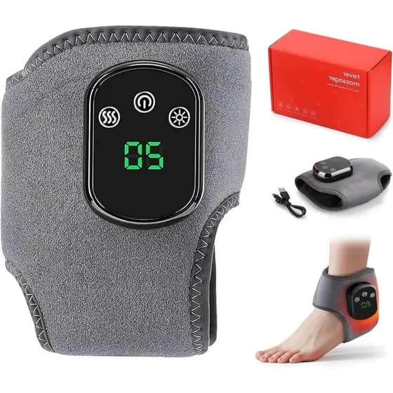Massageador de Pés Três em Um, Carregamento USB, Compressa Quente para Tornozelo, Portátil Sem Fio, com 3 Modos de Vibra