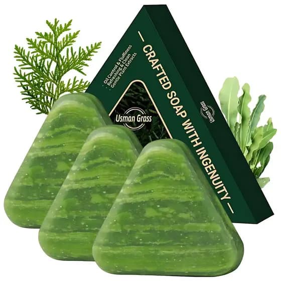 3 Peças de Sabonete Natural em Forma de Triângulo, Sabonete Natural em Sete Cores Verdes, Uan DUDL