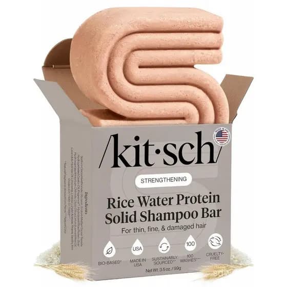 KitschRiceWaterShampooBarSoapforHairGrowth – Fabricado nos EUA, 3,5oz | Shampoo Fortificante para Cabelo para Mulheres e