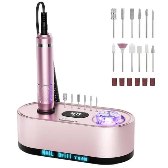 JOSGLOI Lixa Elétrica para Unhas 40000RPM, Kit Profissional, Máquina de Perfuração com Display LCD, Polidor de Unhas de