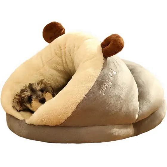 Chinelos em formato de casinha de cachorro Wude Jiabao, adequados para gatos ou cães pequenos.