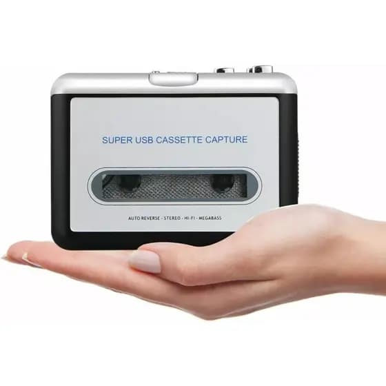 Reprodutor de cassetes USB e conversor de fita para MP3, walkman portátil com função de reprodução automática reversa.