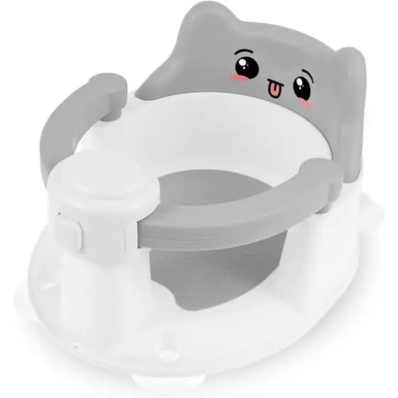 Adequado para bebês a partir de 6 meses, cadeira de banho infantil com ventosas e orifícios de drenagem.