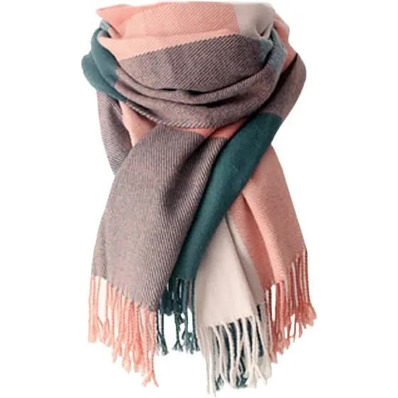 Cachecol Longo Xadrez Feminino YSense, Cachecol Grande e Grosso para o Inverno e Outono, Cachecol Grande de Tartan, Xale