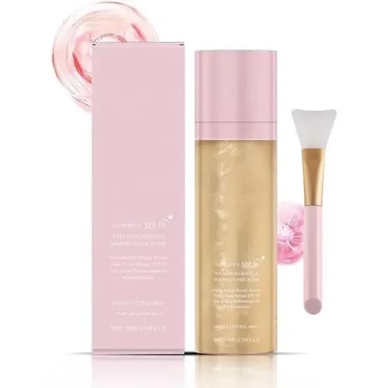 Spray Fixador de Maquiagem Suave e Sedoso com Protetor Solar SPF50, Hidratante e Iluminador, Adequado para Maquiagem e S