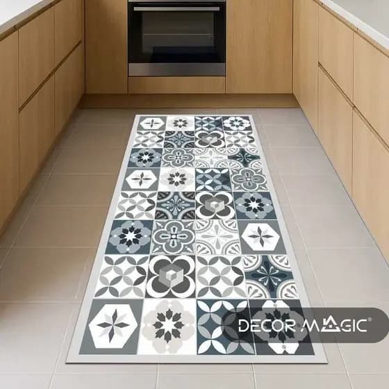 Retro telha cozinha tapete absorvente óleo absorvente engrossado cristal veludo tapete conjunto de duas peças Anti-S