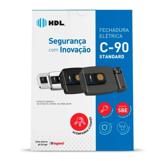 Fechadura Elétrica Hdl C-90 Dupla Inox Abre Para Dentro