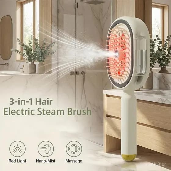 Escova Elétrica de Massagem e Vaporização para Cabelo, 2026 Escova Elétrica de Massagem a Vapor para Cuidado Capilar, Es