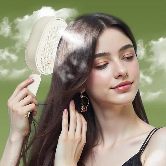 Escova de Vapor Elétrica para Cabelo, Escova de Ar com Spray Elétrico para Mulheres, Escova de Cabelo Recarregável com S