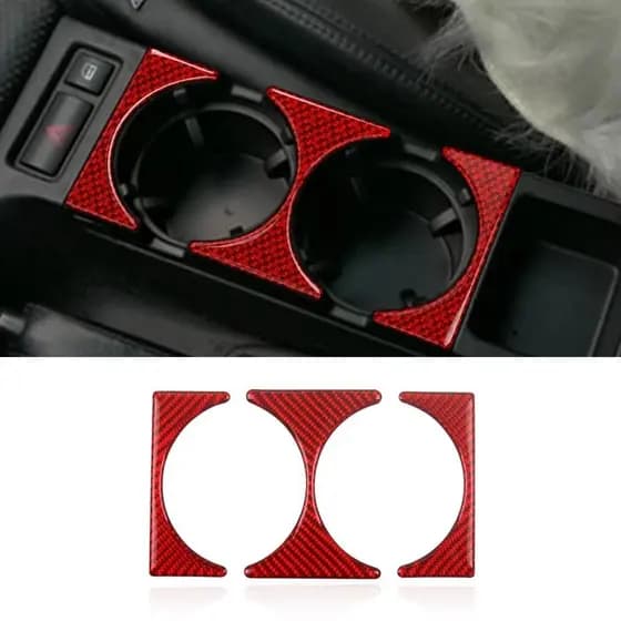 3 Pcs Interior Do Carro De Fibra De Carbono Console Central Suporte De Copo Painel Capa Guarnição Adesivo Compatível Com