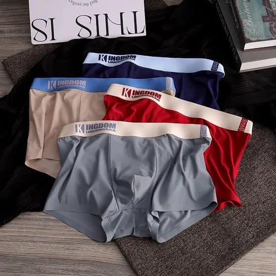 KINGDAFA Roupa Íntima Masculina De Seda Gelada Sem Costura Ultrafina E Moderna Cueca Boxer Básica Lelaki Seluar Dalam Sp