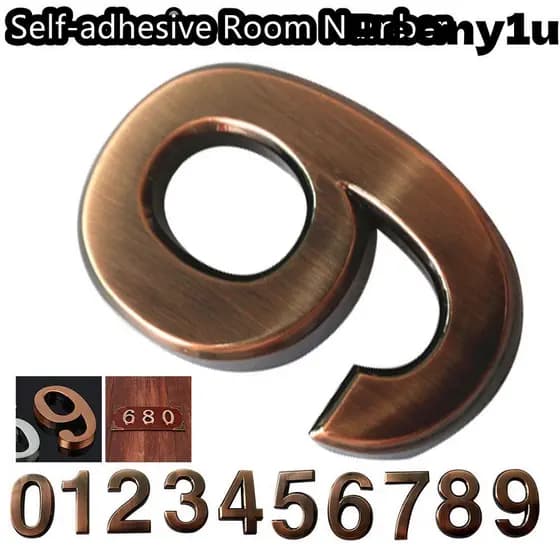 PEONY 1 PC Dígitos Adesivo Numeral Bronze ABS Sinal De Endereço De Plástico