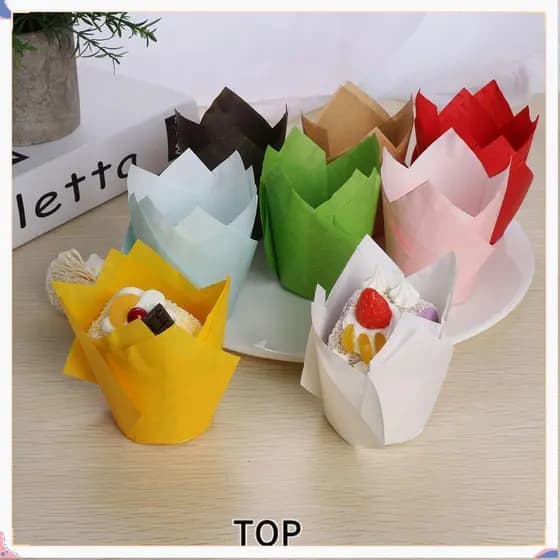TOPABC 50pcs Muffin Cup Chocolate Cozinha Envoltório À Prova De Graxa