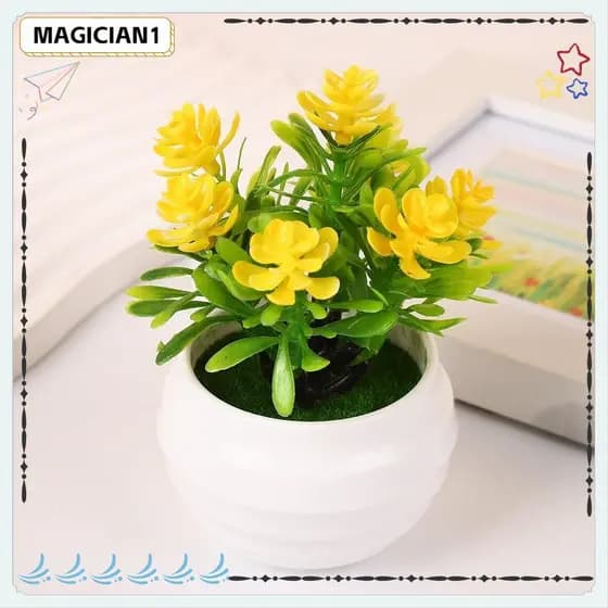 Planta Em Vaso Artificial MAGICIAN , 7 Flores Com Branco , Plantas Falsas Artificiais , Árvore Simulada Multiflores