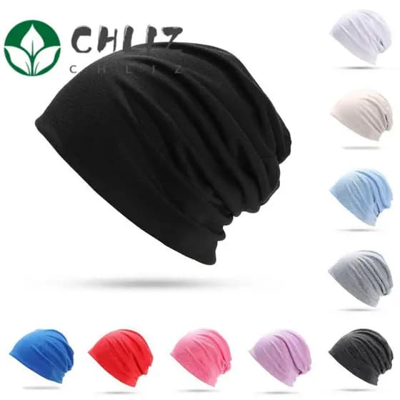 CHLIZ Gorro De Malha , Desleixado Hip-Hop De Cor Sólida , Boné De Corrida Elástico De Algodão Macio Respirável