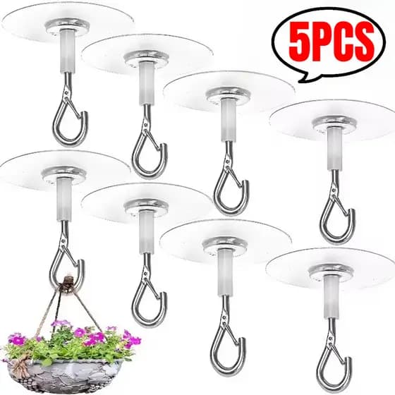 Autoadesivo Varanda Pendurado Vaso De Flores Gancho Resistente Fixado Na Parede Ganchos De Teto Transparentes Multifunci