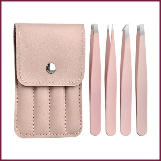 Pinça De Cílios De Aço Inoxidável , Aplicador De Pontas Inclinadas , Cabelo Facial Para Sobrancelha Homens E Mulheres ,