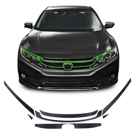 8 Pçs/set Preto Fosco Frente Superior Pára-Choques Grade Adesivo Decalque Moldagem Guarnição Apto Para Honda Civic 2016-