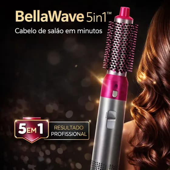 Escova Secadora 5 em 1 Profissional BellaWave 5in1™ Alisa Modela Seca Cabelo Fácil Rápido