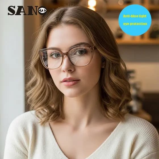 Óculos De Lente Substituível COD (San9) Armação De Feminina Retrô Personalizada Europeia E Americana Tendência Olho De G