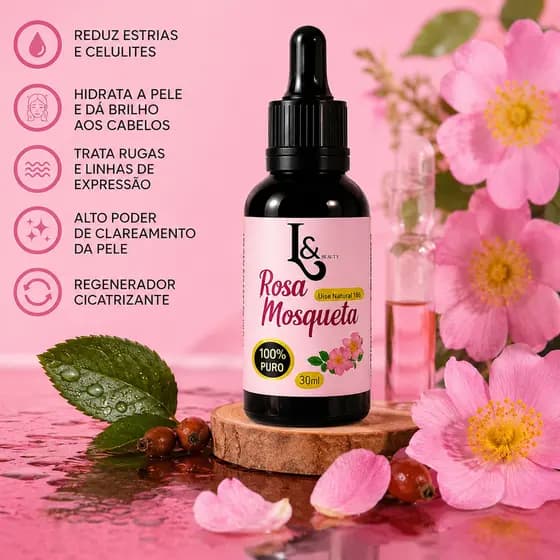 Óleo Natural Rosa Mosqueta 100% PURO L&Beauty 30ml