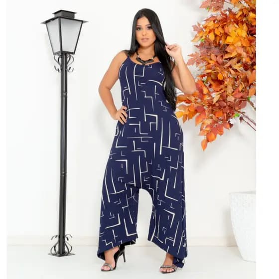 Macacão Pantalona Pluz Size Longo Feminino Alça