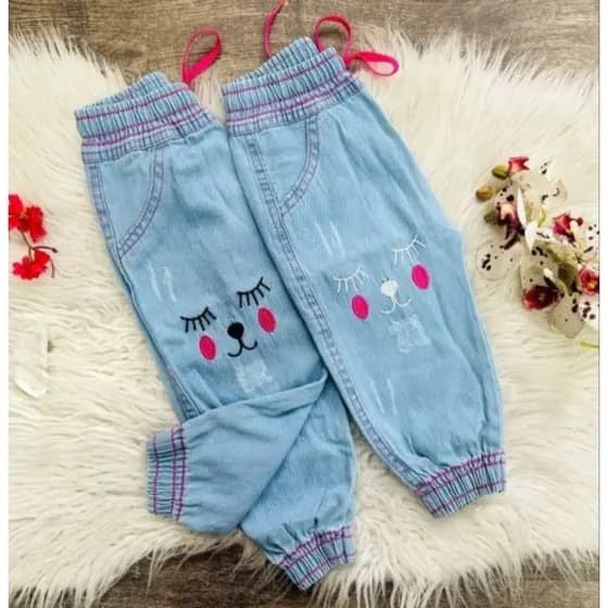 calça jeans bebê jogger feminina infantil com bordado