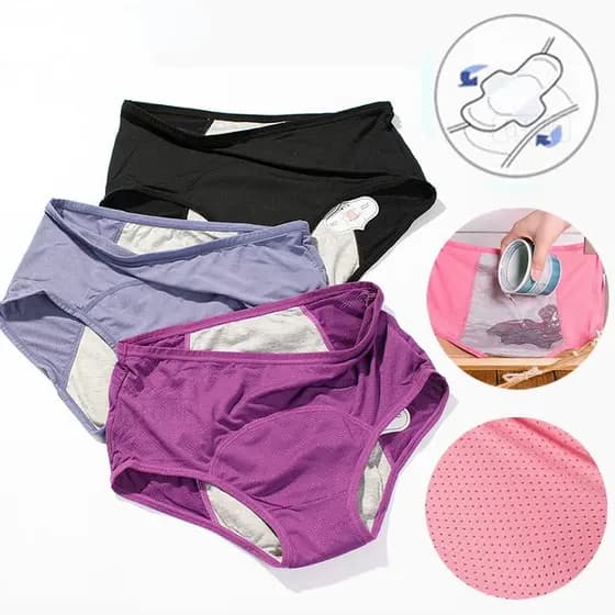 5 Pçs Calcinha De Período Menstrual Feminino À Prova De Vazamento Conforto Incontinência Briefs Cintura Alta Roupa Inter