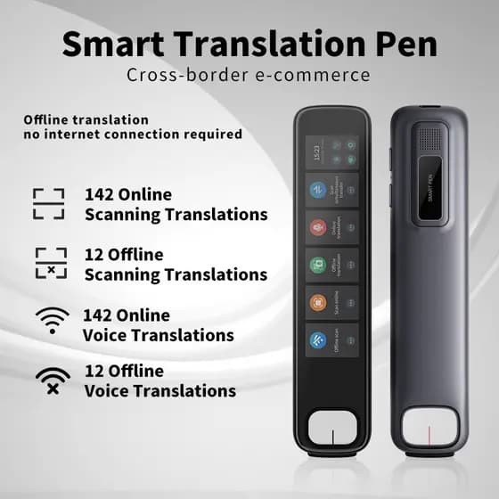 Caneta De Tradução Inteligente 142 Idiomas De Digitalização De Voz On-Line 12 Offline Tela HD De 3.76 Polegadas HiFi Sou