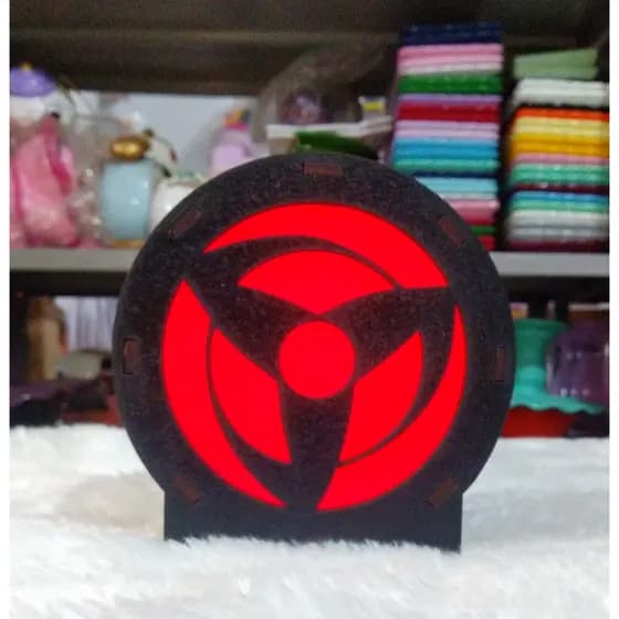 Luminária Mangekyou Sharingan Geek De Mesa Redondo 12cm X 12cm Naruto