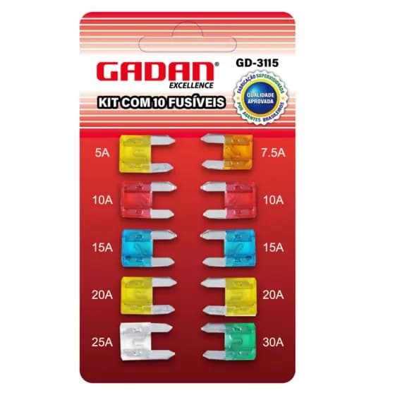KIT COM 10 FUSÍVEIS MINI - AUTOMOTIVO