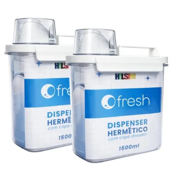 1 ou 2 Potes Hermético 1,5l Bico Dosador Copo Medidor Antivazamento