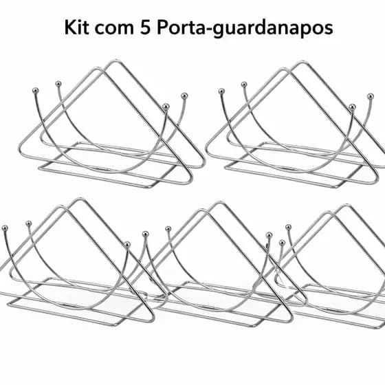 Kit 5 Suporte De Mesa Porta Guardanapo Aço Inox Prateado Utensílio de Mesa