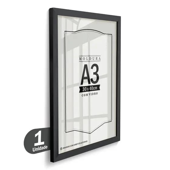 Quadro Moldura A3 30x40 Porta Retrato Com Vidro Certificado Caixa Alta