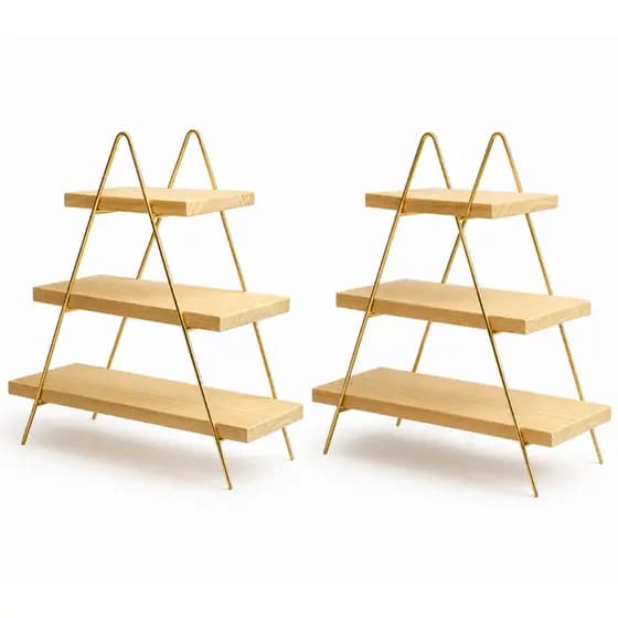2 Prateleiras Suporte Doces Escadinha Ferro e Madeira
