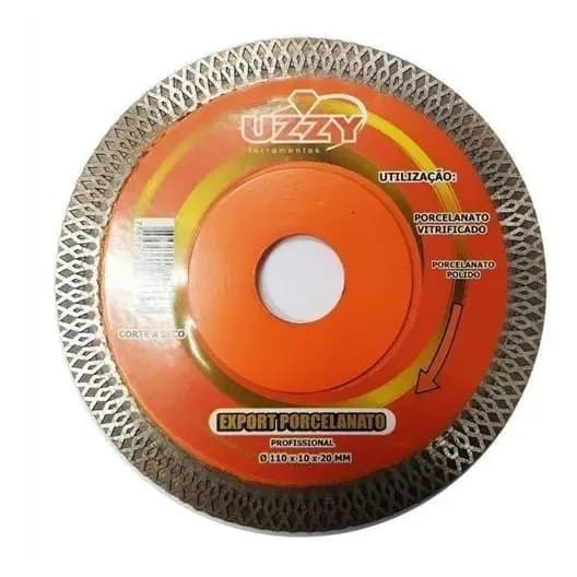 KIT 10 Disco de corte Export Porcelanato ultra fino Uzzy- 110x10x20– corte seco - abaixo do preço