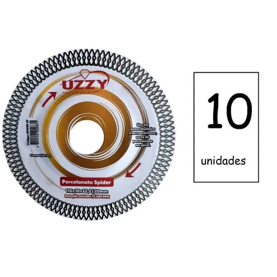 10 Disco de Corte Porcelanato Spider 110x20x22,2|20mm - Uzzy- kit 5 ou 10 unidades- REVENDEDOR