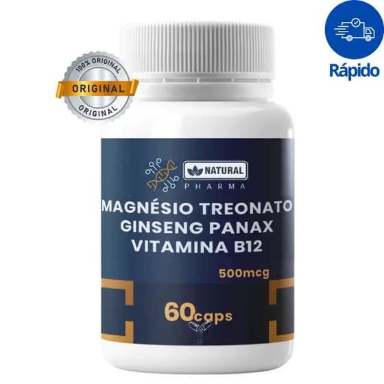 Magnésio Treonato 200mg + Ginseng Panax 100mg + Vitamina B12 Metilcobalamina 1000mcg