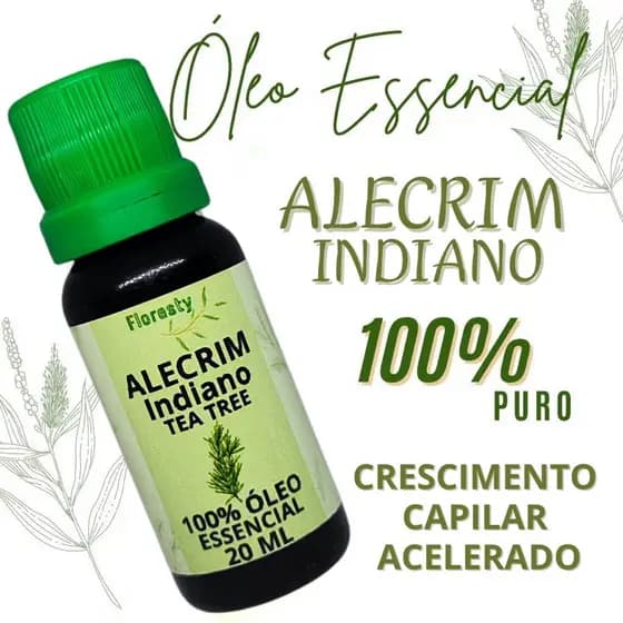 Óleo Essencial Alecrim Indiano Puro | TEA TREE | Crescimento Capilar | Cabelos e Barba | Óleo Alecrim 20 Ml
