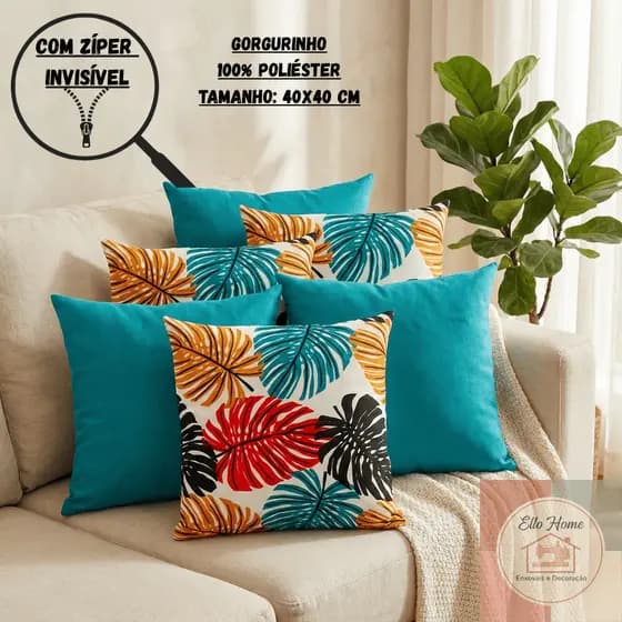 Capa de Almofadas Kit 2, 4, 6 ou 8 Pçs 40x40cm Gorgurinho Linha Costela Nature Alta Qualidade!!